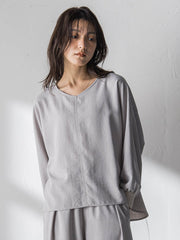 【一瞬で楽とキレイを叶える】タンブラーオックスギャザー袖ブラウス≪手洗い可能≫