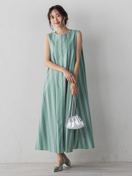 MULTI COTTONストライプワンピース
