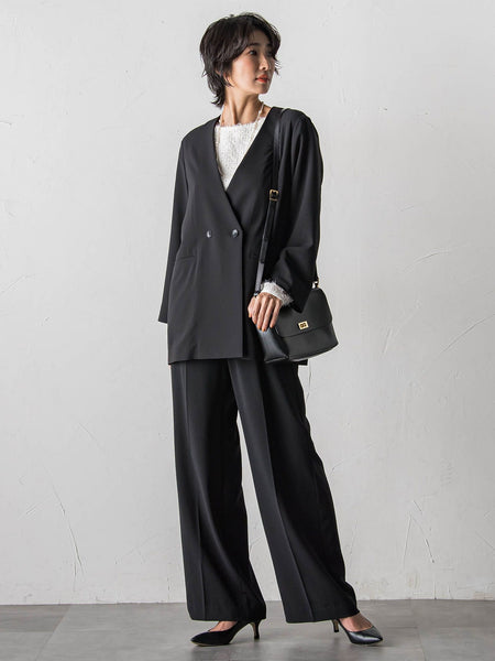 【大きいサイズ】ハイストレッチカルゼワイドパンツ