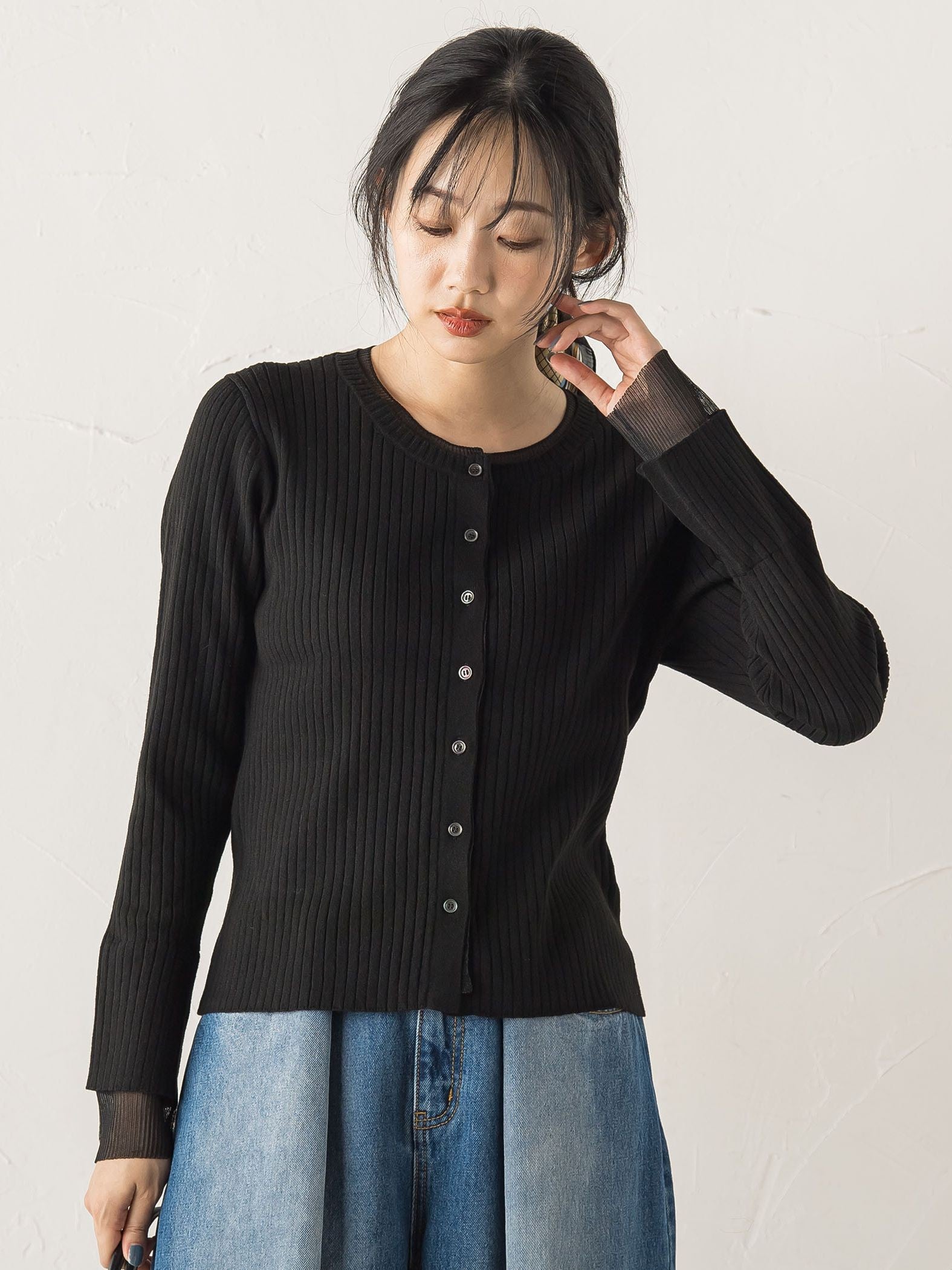 シアー切替えRIBニット≪手洗い可能≫