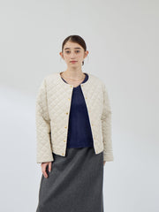 ベロアキルティングノーカラージャケット