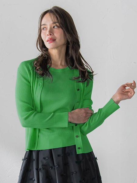 LUCINDAリブニットVカーディガン