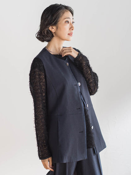 【大きいサイズ】リネンライクオックスジレ