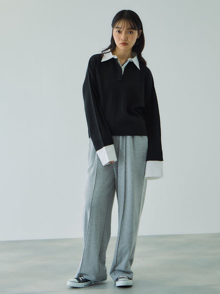 ミニ裏毛ピンタックワイドパンツ≪手洗い可能≫