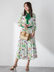 【KEITA KAWASAKI × Viaggio Bluコラボ】リリープリントスカート