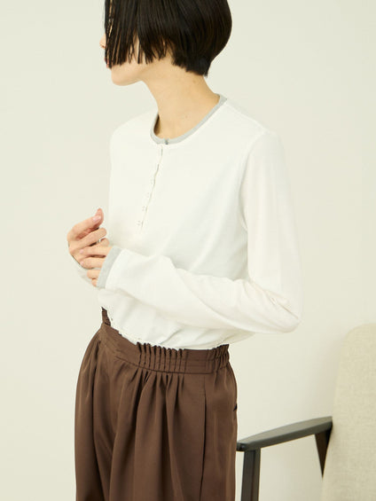 ヘンリーネックレイヤードTシャツ