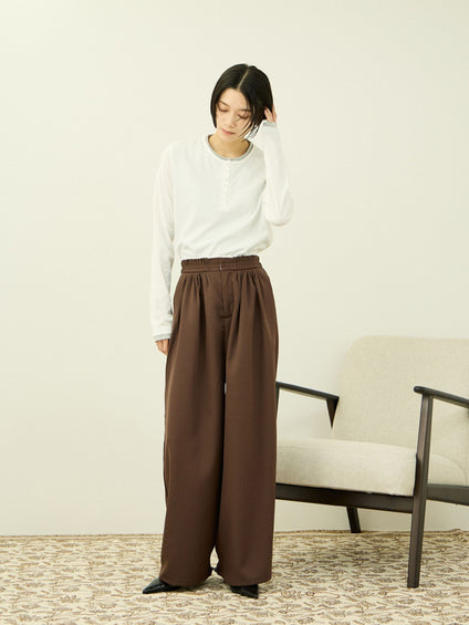 ヘンリーネックレイヤードTシャツ