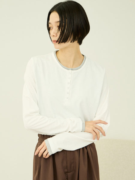 ヘンリーネックレイヤードTシャツ