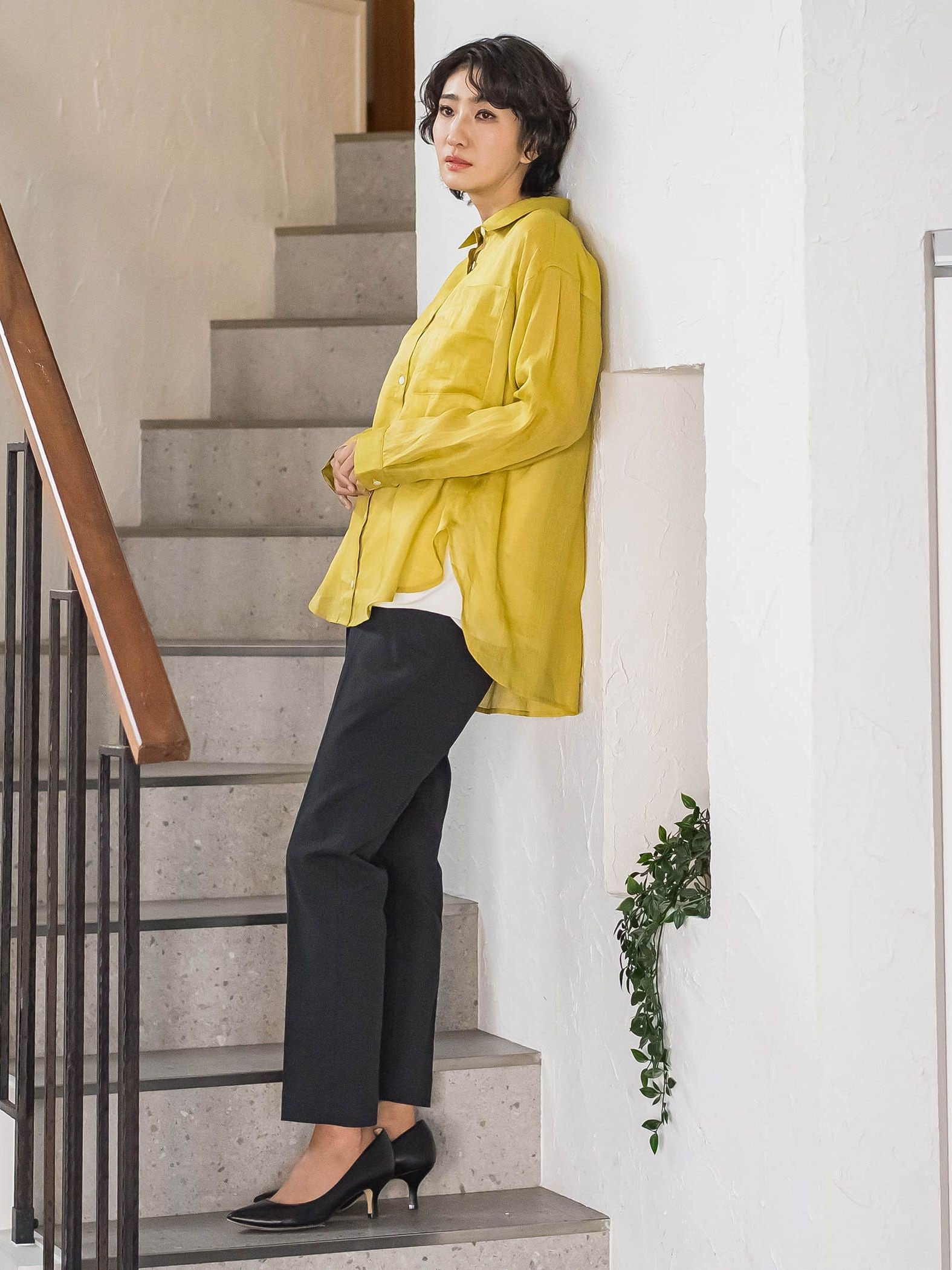 【WEB限定/+5cm丈長め】シェルタリングテーパードパンツ