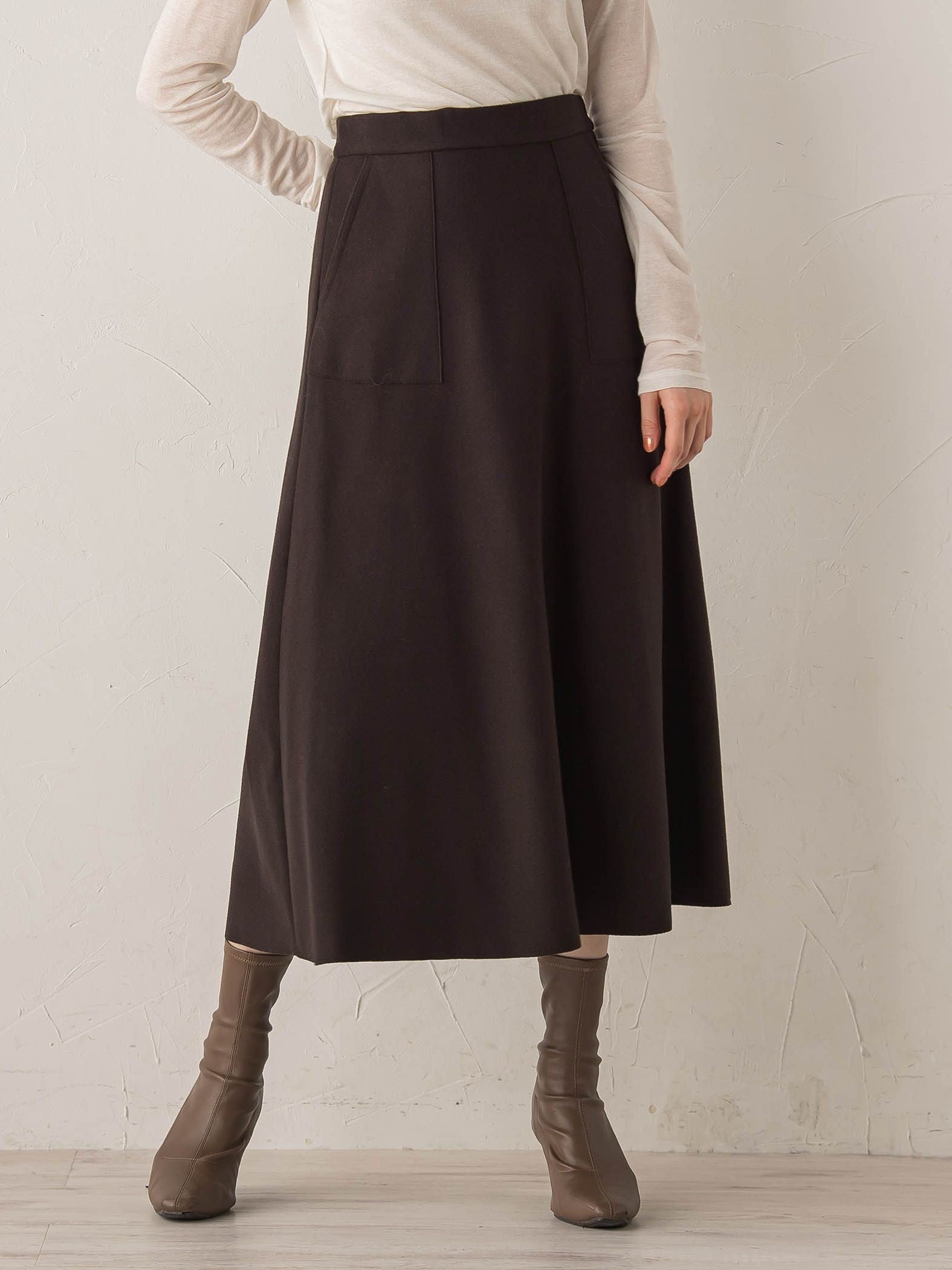 【WEB限定】ライトジャージメルトンスカート≪手洗い可能≫