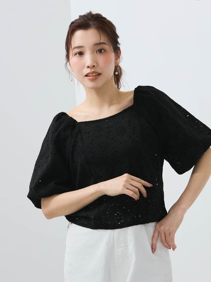 【SHIORI IRIE コラボ】2WAYオフショルレースブラウス≪手洗い可能≫