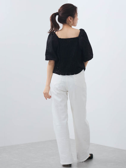 【SHIORI IRIE コラボ】2WAYオフショルレースブラウス≪手洗い可能≫