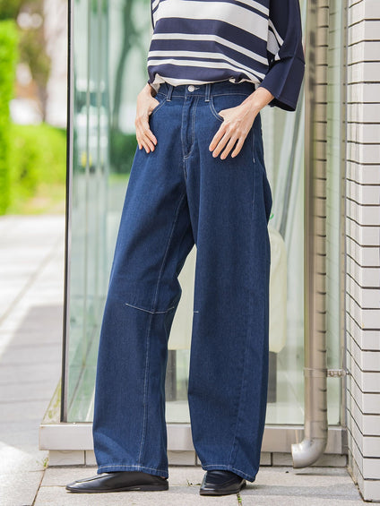 【WEB限定】デニムカーブパンツ≪洗濯機で洗える≫