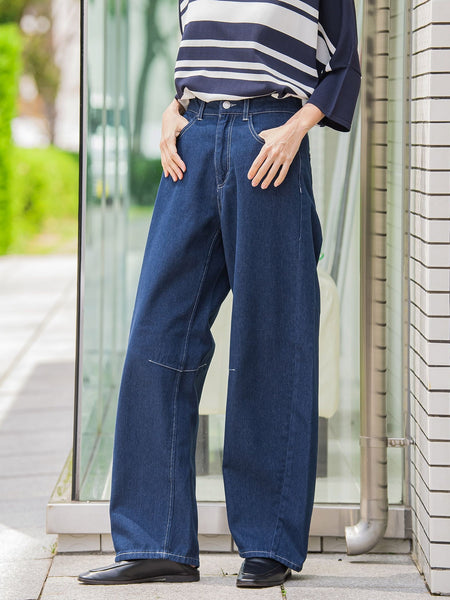 【WEB限定】デニムカーブパンツ≪洗濯機で洗える≫