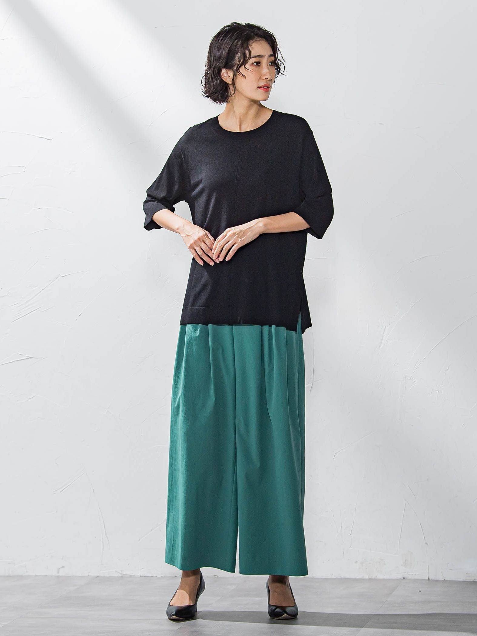 Tシャツ風ニットプルオーバー≪手洗い可能≫