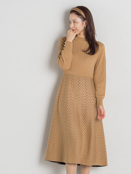 【最高級】MaxMara マレーラ　ジャガード風♪ ニットフレアワンピース 最高級】MaxMara マレーラ ジャガード風♪ ニットフレアワンピース