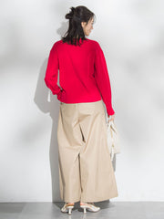 【新色追加】袖ボタンクルーネックニット ≪手洗い可能≫