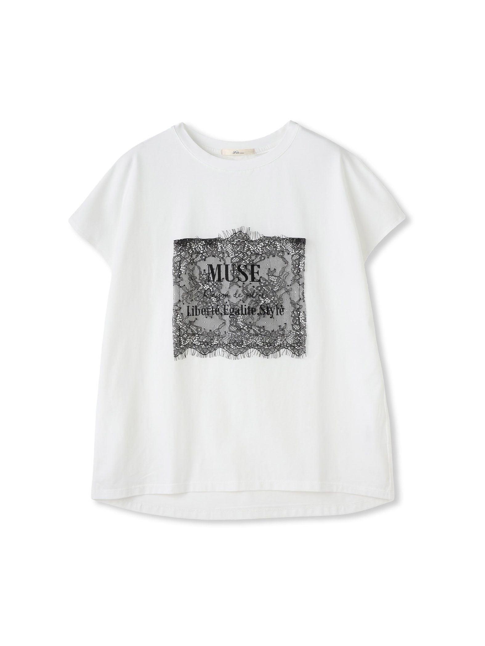レースたたき付けプリントTシャツ