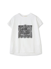 レースたたき付けプリントTシャツ