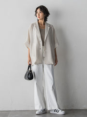 【WEB限定/+5cm丈長め】シェルタリングワイドパンツ