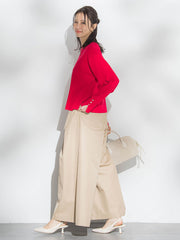 【新色追加】袖ボタンクルーネックニット ≪手洗い可能≫