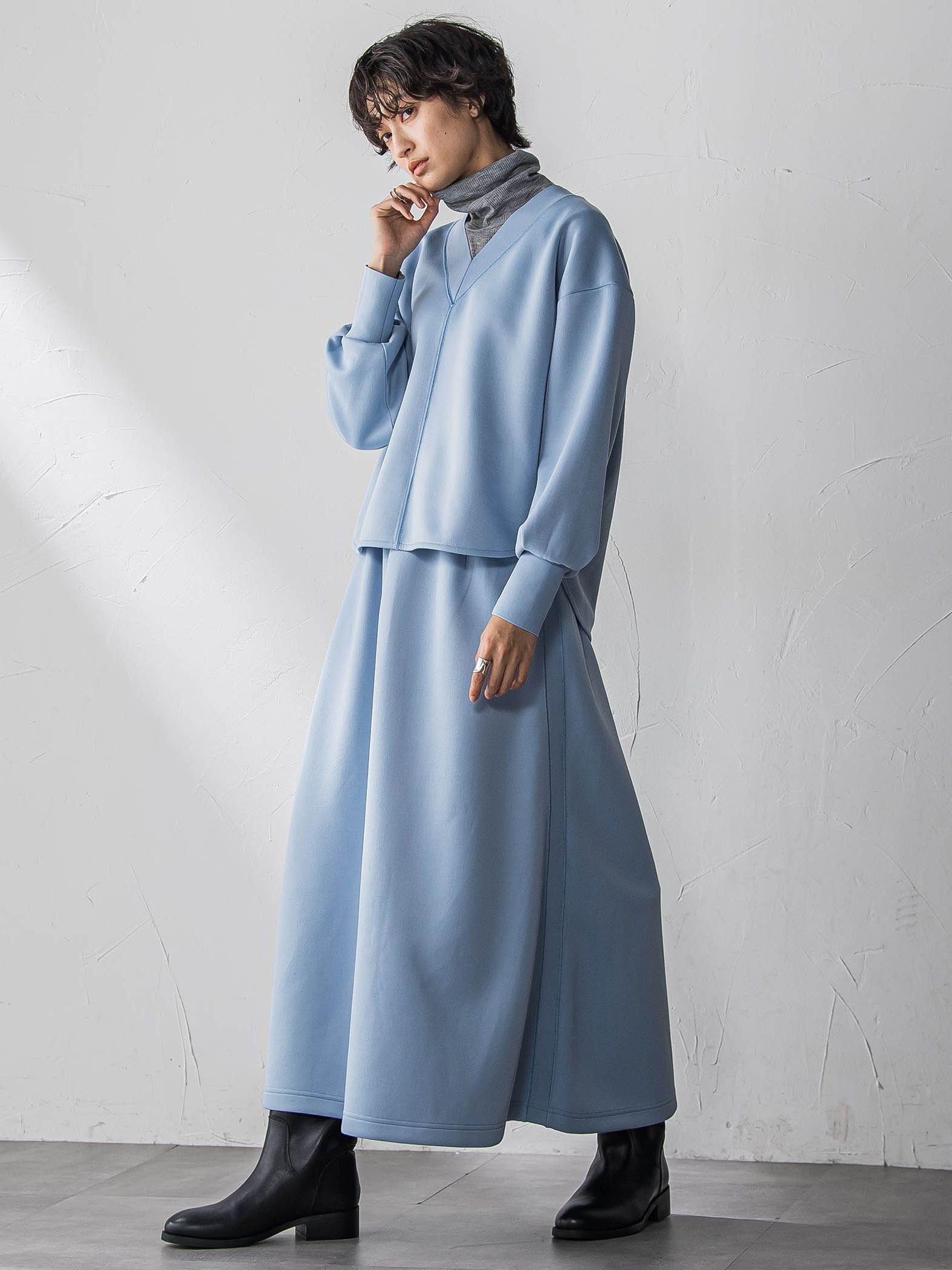 軽量ボンディングスカートセットアップ≪洗濯機で洗える≫