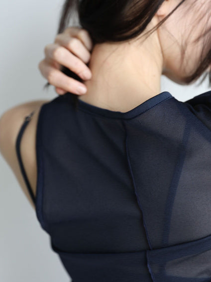 Layered sheer tops【日本製】≪手洗い可能≫