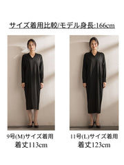 【WEB限定】Vネックニットワンピース≪丈長めあり/手洗い可能≫