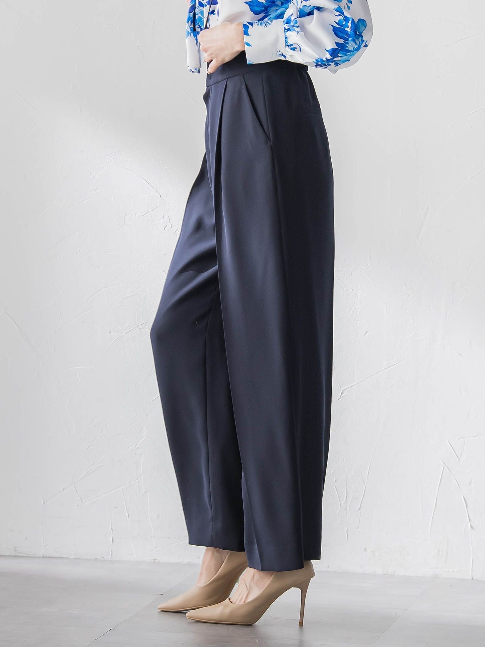 サスペンダー付きダブルサテンパンツ