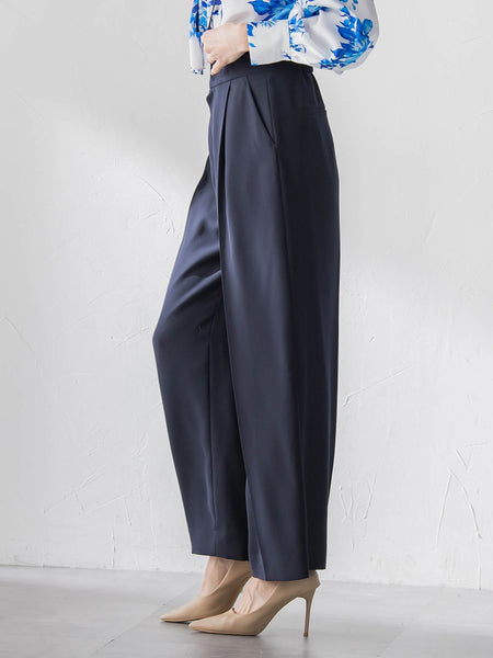 サスペンダー付きダブルサテンパンツ