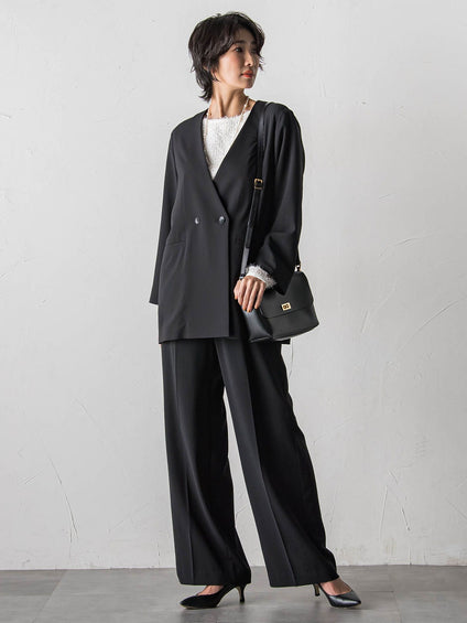 ハイストレッチカルゼワイドパンツ