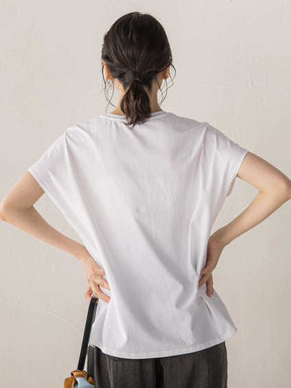 レースたたき付けプリントTシャツ