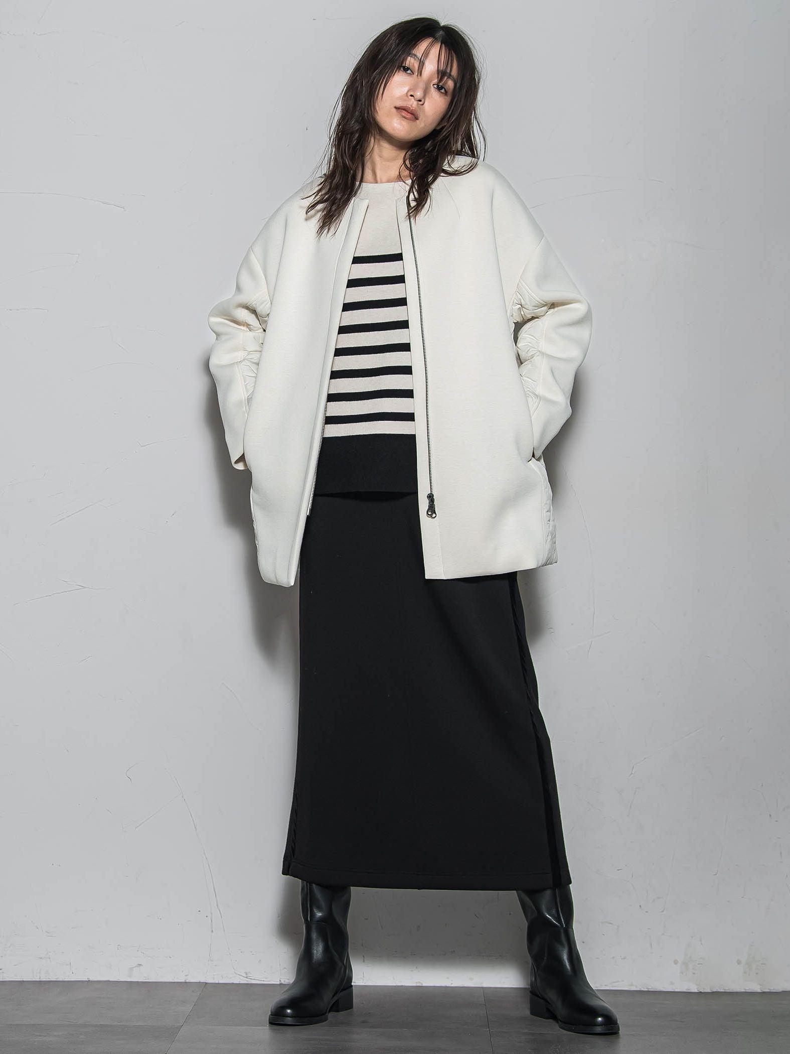 【ふわもち】ボーダーニット≪洗濯機で洗える≫