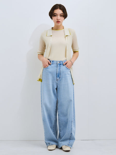 VICKY - みーな＊VICKYファー付きカーデ 麻調配色ポロニットカーディガン≪手洗い可能≫ | VICKY