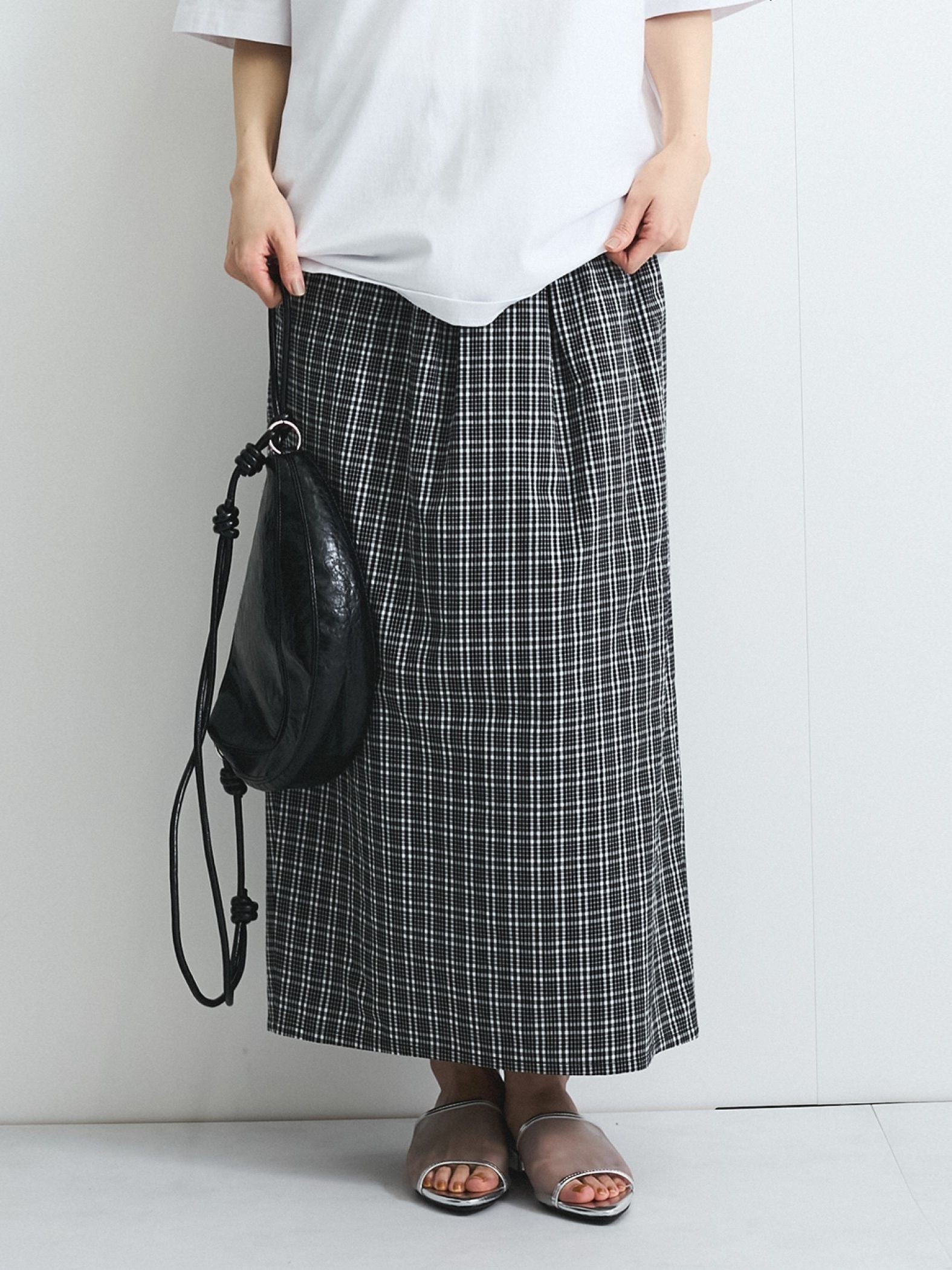 フロントタックチェックスカート≪手洗い可能≫