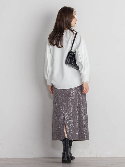 スパンコールIラインスカート≪手洗い可能≫