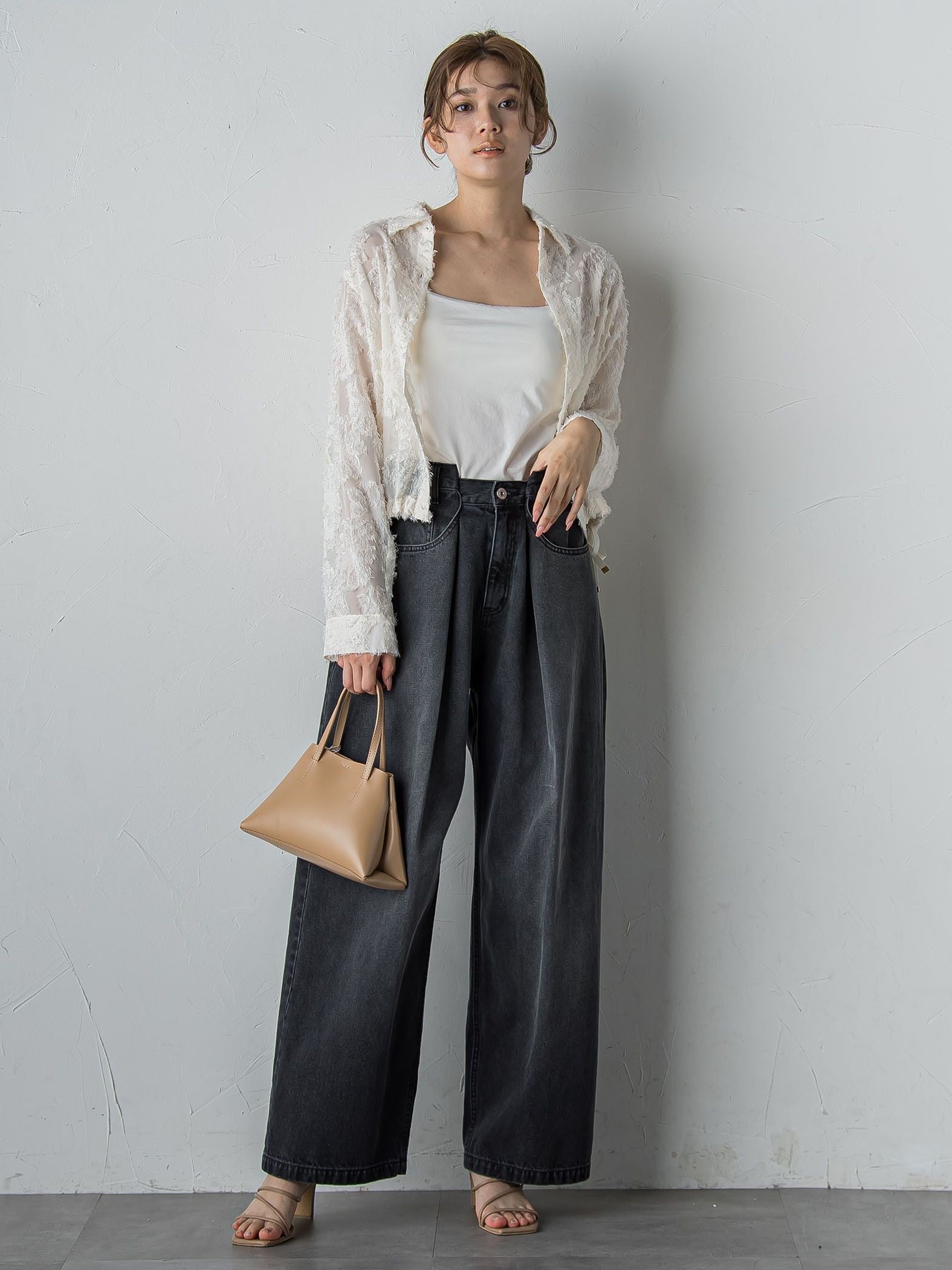 タックデニムパンツ≪洗濯機で洗える≫