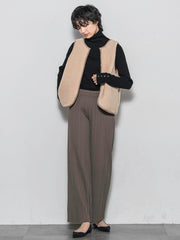 【WEB限定】裏起毛プリーツパンツ≪手洗い可能≫