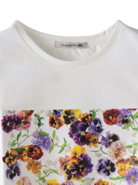 【KEITA KAWASAKI × Viaggio Bluコラボ】袖チュールプリントTシャツ