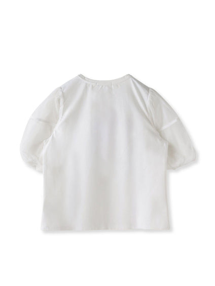 【KEITA KAWASAKI × Viaggio Bluコラボ】袖チュールプリントTシャツ