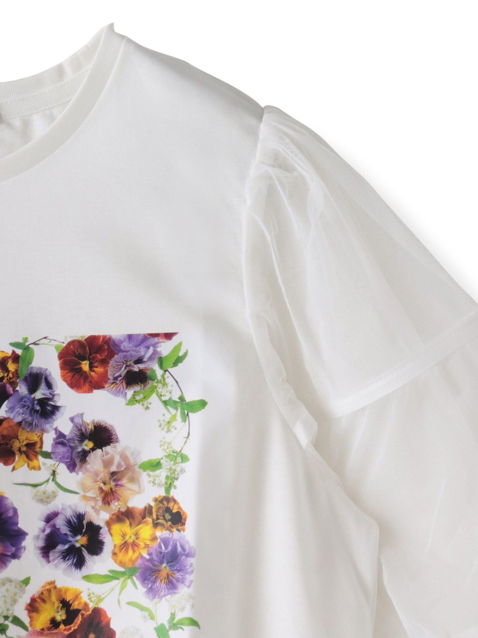 【KEITA KAWASAKI × Viaggio Bluコラボ】袖チュールプリントTシャツ