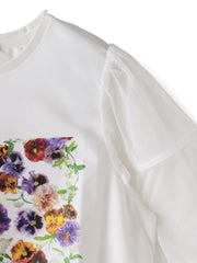 【KEITA KAWASAKI × Viaggio Bluコラボ】袖チュールプリントTシャツ