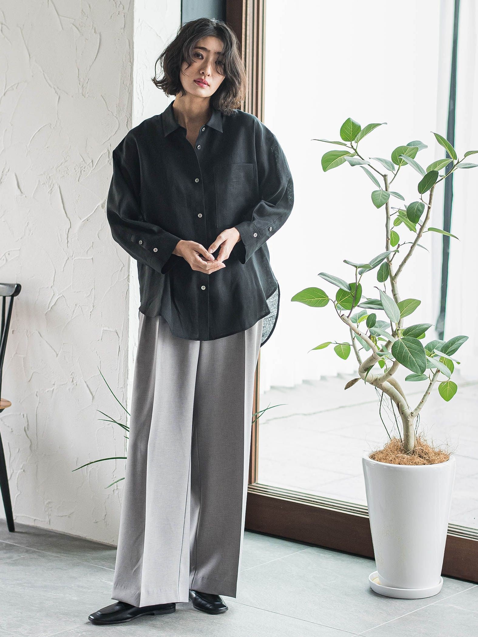 【WEB限定】タックワイドパンツ≪洗濯機で洗える≫