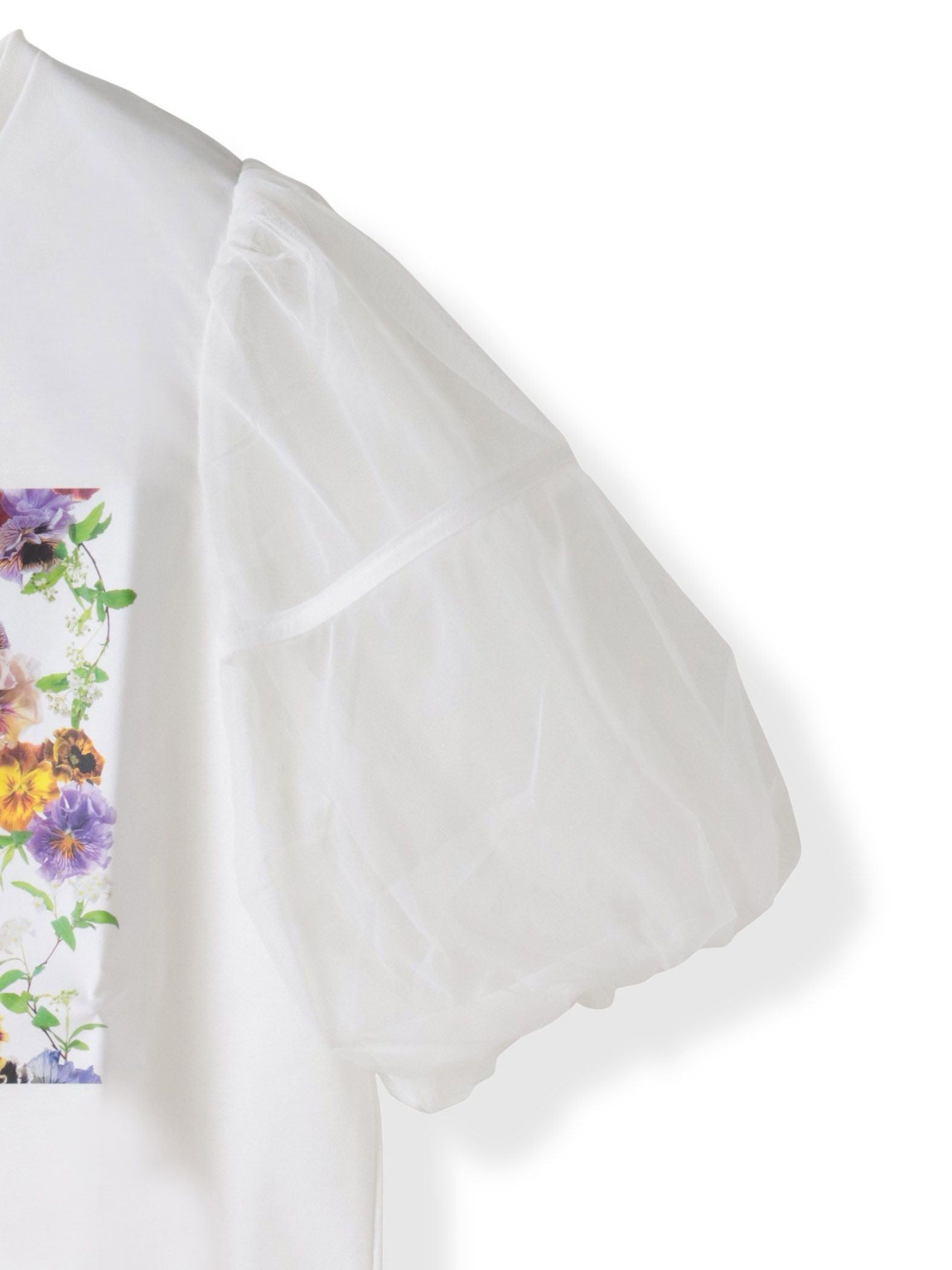 【KEITA KAWASAKI × Viaggio Bluコラボ】袖チュールプリントTシャツ