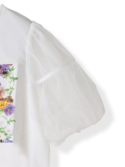 【KEITA KAWASAKI × Viaggio Bluコラボ】袖チュールプリントTシャツ