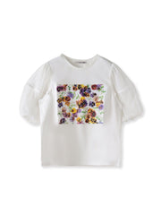 【KEITA KAWASAKI × Viaggio Bluコラボ】袖チュールプリントTシャツ