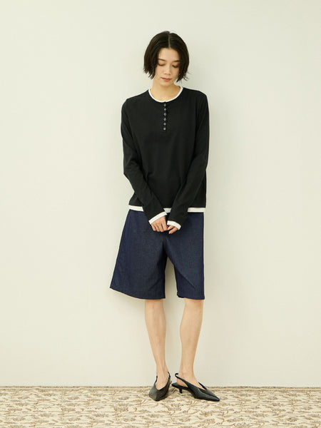 ヘンリーネックレイヤードTシャツ