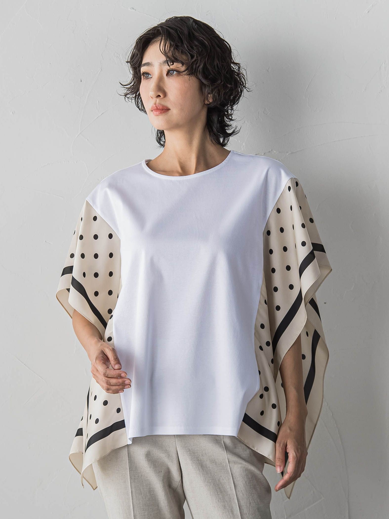 ドットスカーフ切り替えカットソー