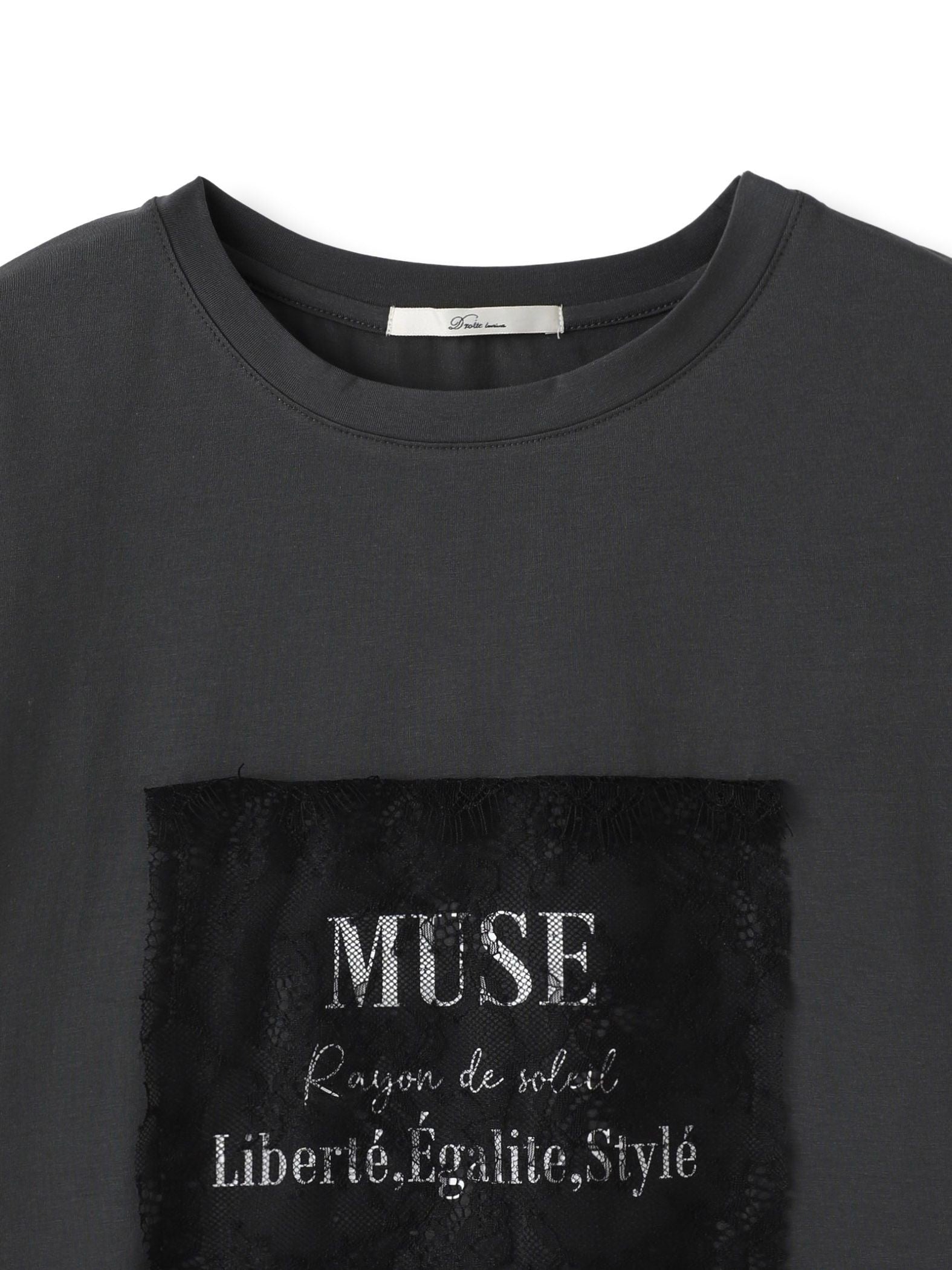 レースたたき付けプリントTシャツ