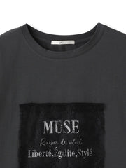 レースたたき付けプリントTシャツ